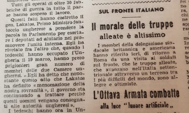 Corriere di Roma, Domenica 24 settembre 1944 –  Dimostrazioni e scioperi nelle città Ungheresi